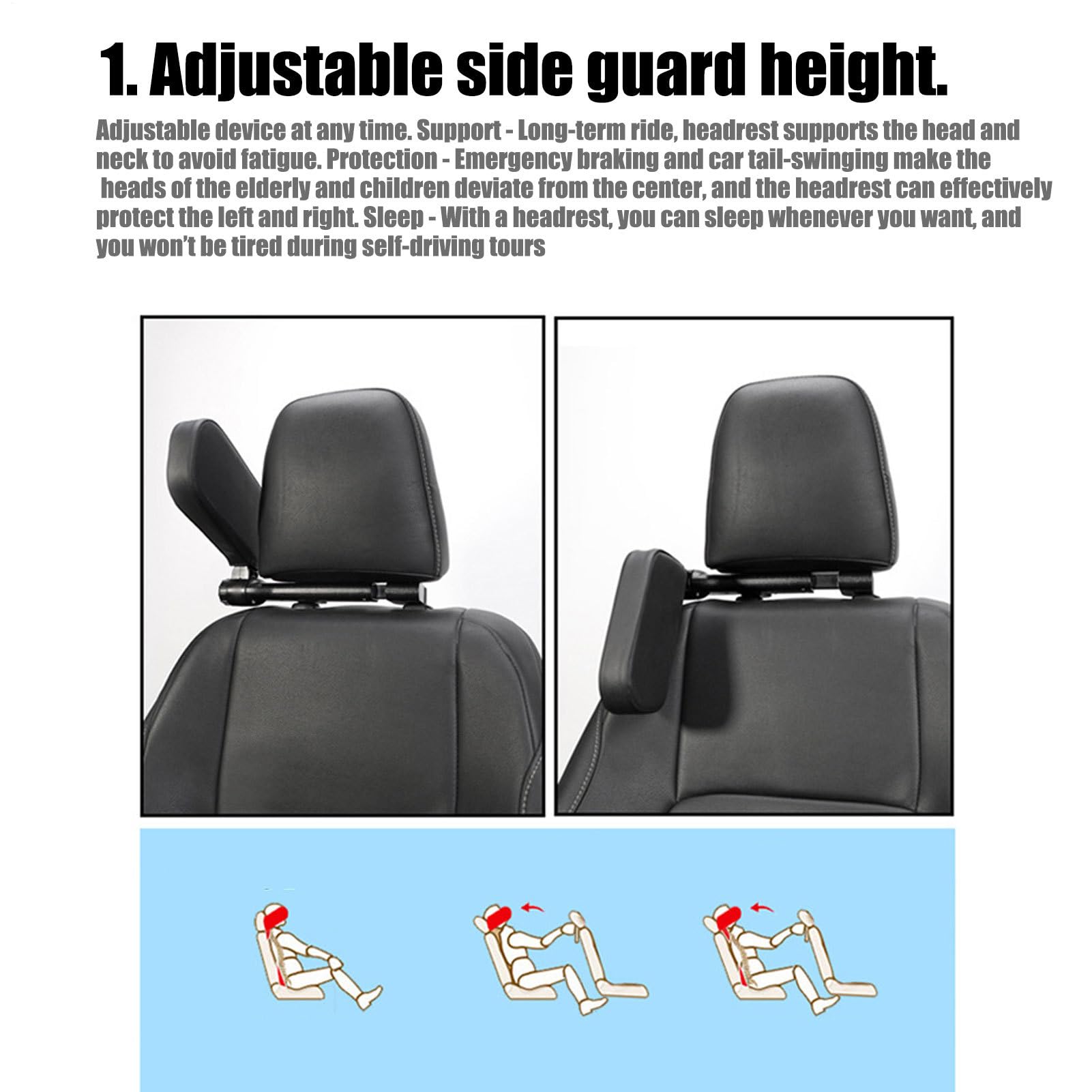 Oreiller de Cou Voiture Ajustable Respirant Portable Automobile
