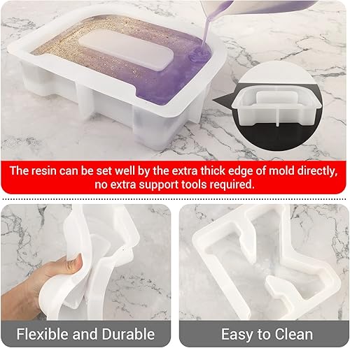 Miniatura 3 de Gartful Moldes de letras grandes de 7 pulgadas para resina, molde de resina epoxi del alfabeto en mayúscula, moldes de silicona 3D gruesa de la A a