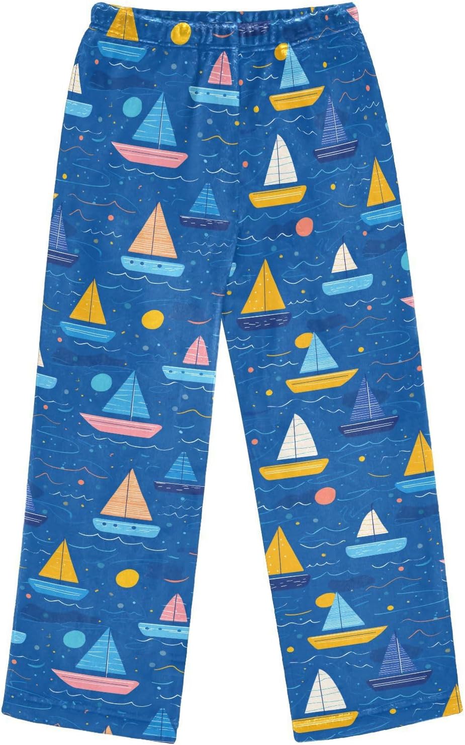Cute Sailboats Dots Boys Pants for Kids Fleece Bottoms Long Jogger Pants Trousers with Pockets Size 6-14Y