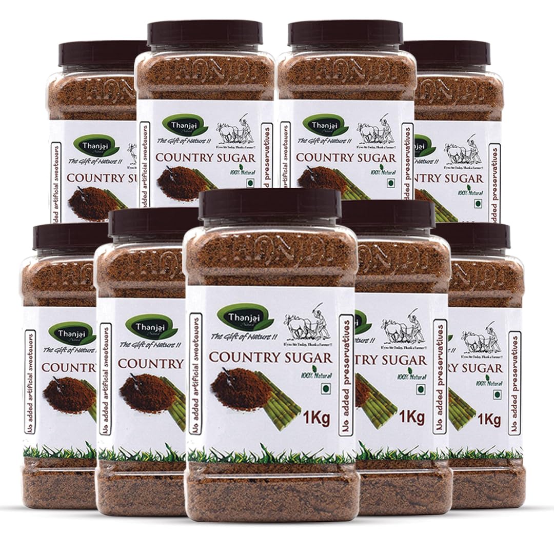 Thanjai Natural 9kg Jar Sugarcane Jaggery Powder / Country Brown Sugar / Naatu Sakkarai - Organically Processed 100% Natural (9kg Jar) (B091P2YX74) Amazon Price History, Amazon Price Tracker