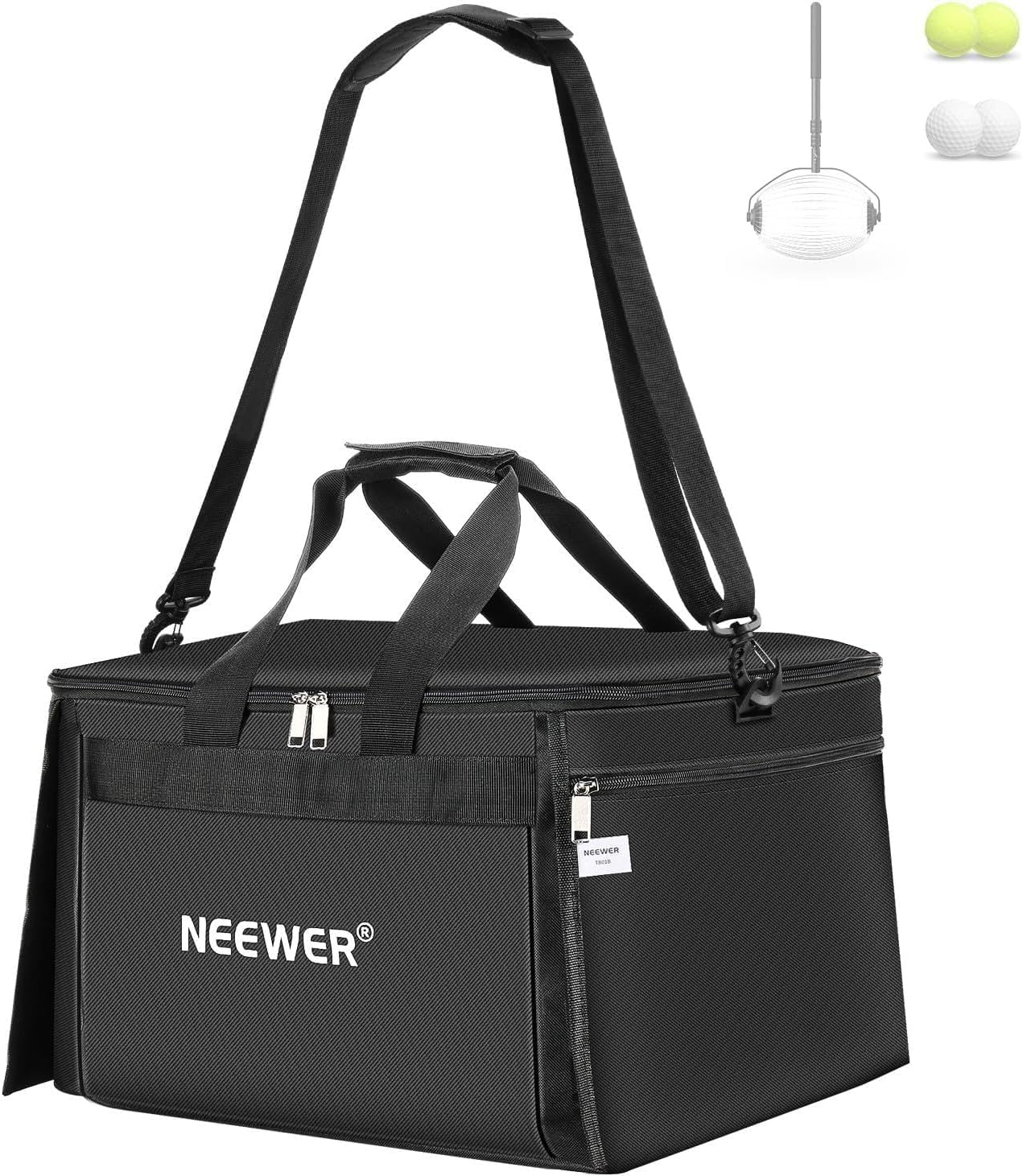 NEEWER TB03B Borsa Porta Palline Tennis, Cestello da Trasporto per Tramoggia di Raccolta Pieghevole in Poliestere con Tasche Laterali per Raccoglitore Palline TB01S, Max 120 Ball, Solo Sacca Inclusa