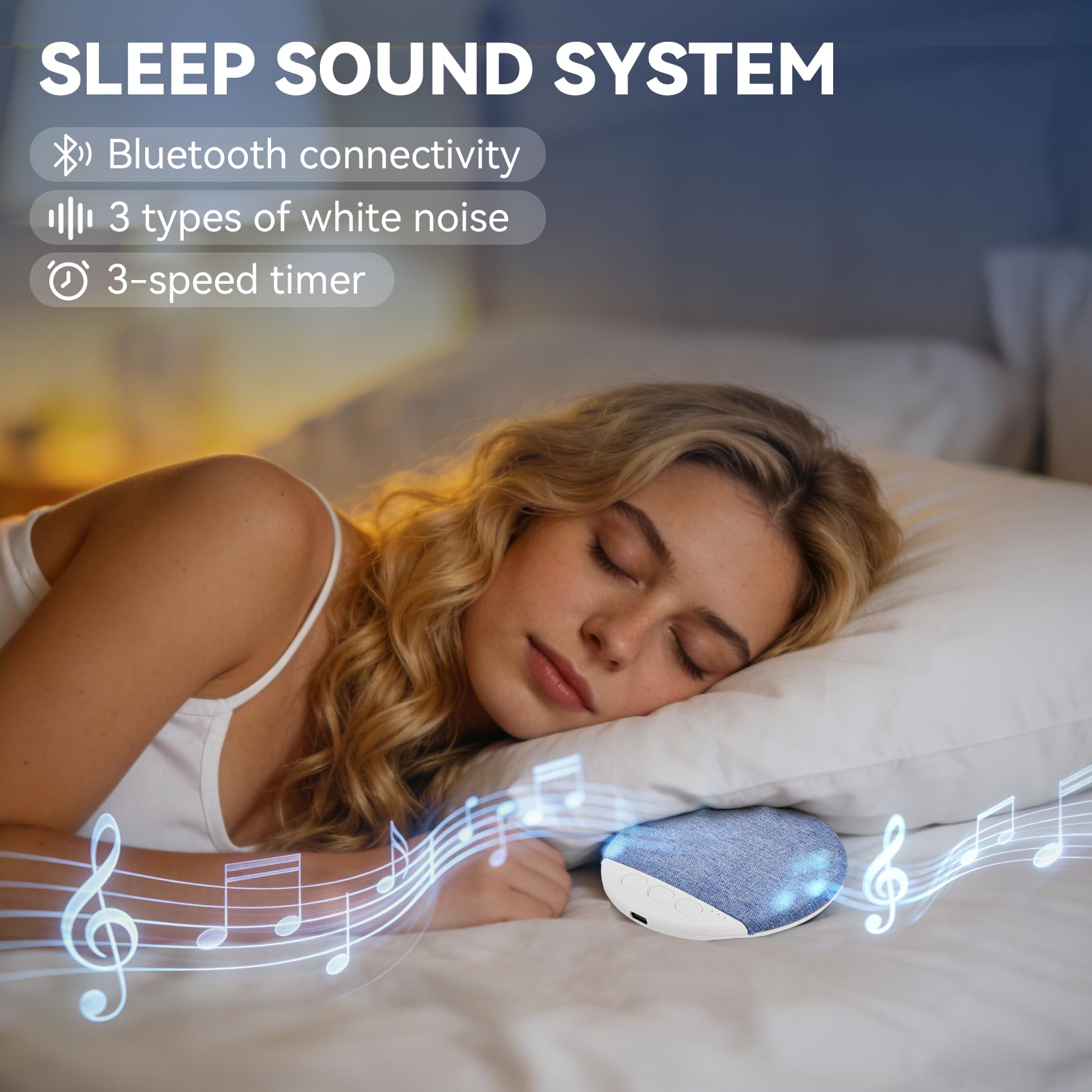 DAOUZL Altavoz de Almohada Bluetooth, Ayuda Inalámbrica para Dormir con Ruido Blanco y Temporizador, Conducciones óseas Debajo de la Almohada para Dormitorio, Hotel — view 4