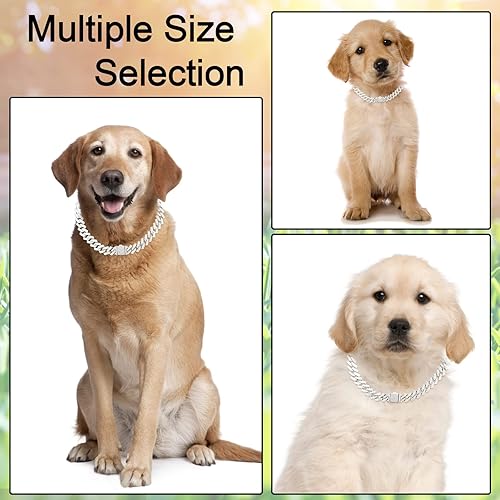 Miniatura 3 de Cadena de metal de diamante cubano para perros con hebilla segura, collares para mascotas para perros grandes y medianos