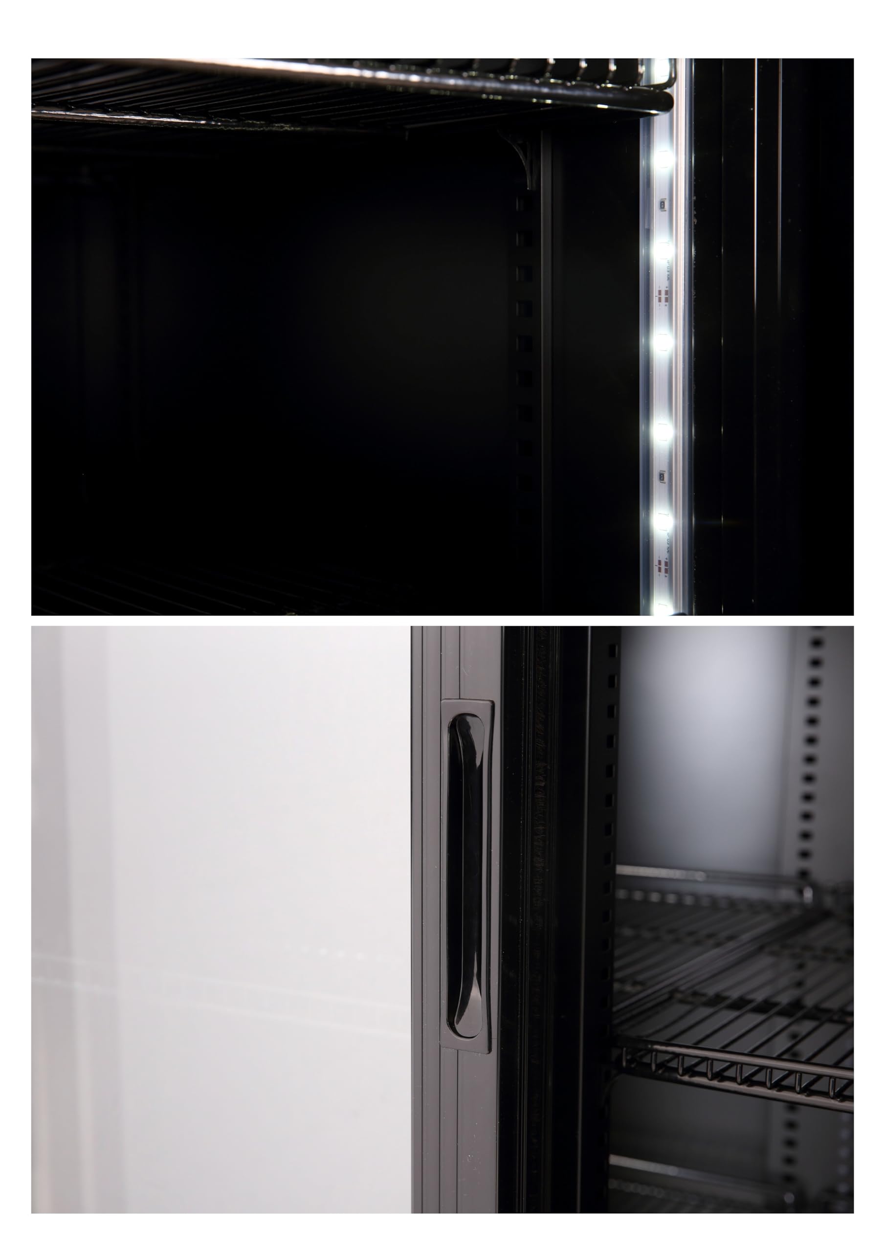 METRO Professional Réfrigérateur à Boissons GSC3800B, Noir, 700 L, 2 Portes Coulissantes en Verre, LED, 100 x 68.3 x 202.3 cm