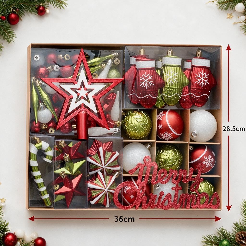 Juego de 70 adornos para árbol de Navidad