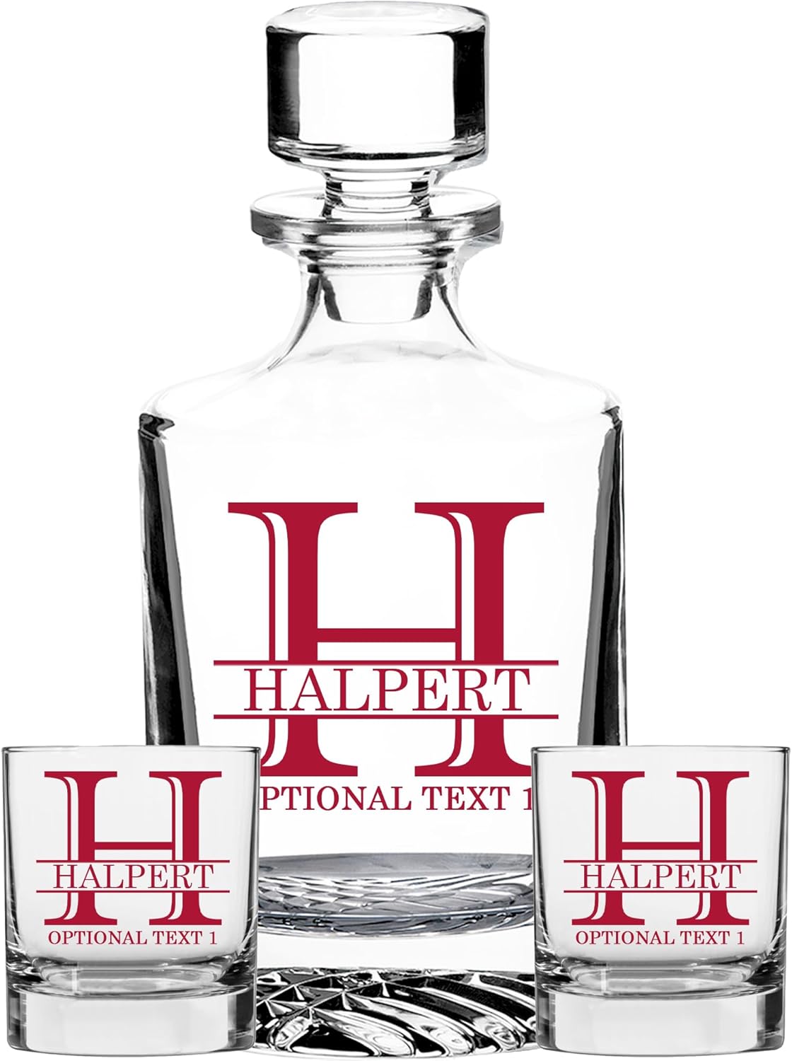 Personalized Print Glass 28oz Whiskey Decanter, Round Halpert, Custom Monogram Fathers Day Gift, Retirement, Anniversary, Housewarming, Customized Bourbon Gifts for Men, Scotch Birthday, Him, Dad