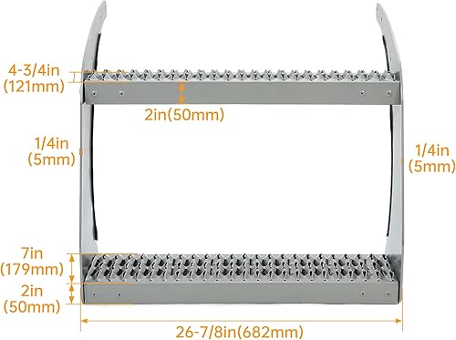 Miniatura 2 de KUAFU Escalón de tanque de combustible de 26 pulgadas compatible con Peterbilt todos los modelos de aluminio recubierto de polvo plateado