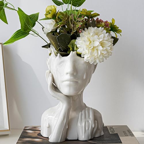 Miniatura 5 de COTYNI Macetas de cara para plantas, macetas suculentas para plantas de interior y exterior, macetas bohemias con agujero de drenaje, macetas de