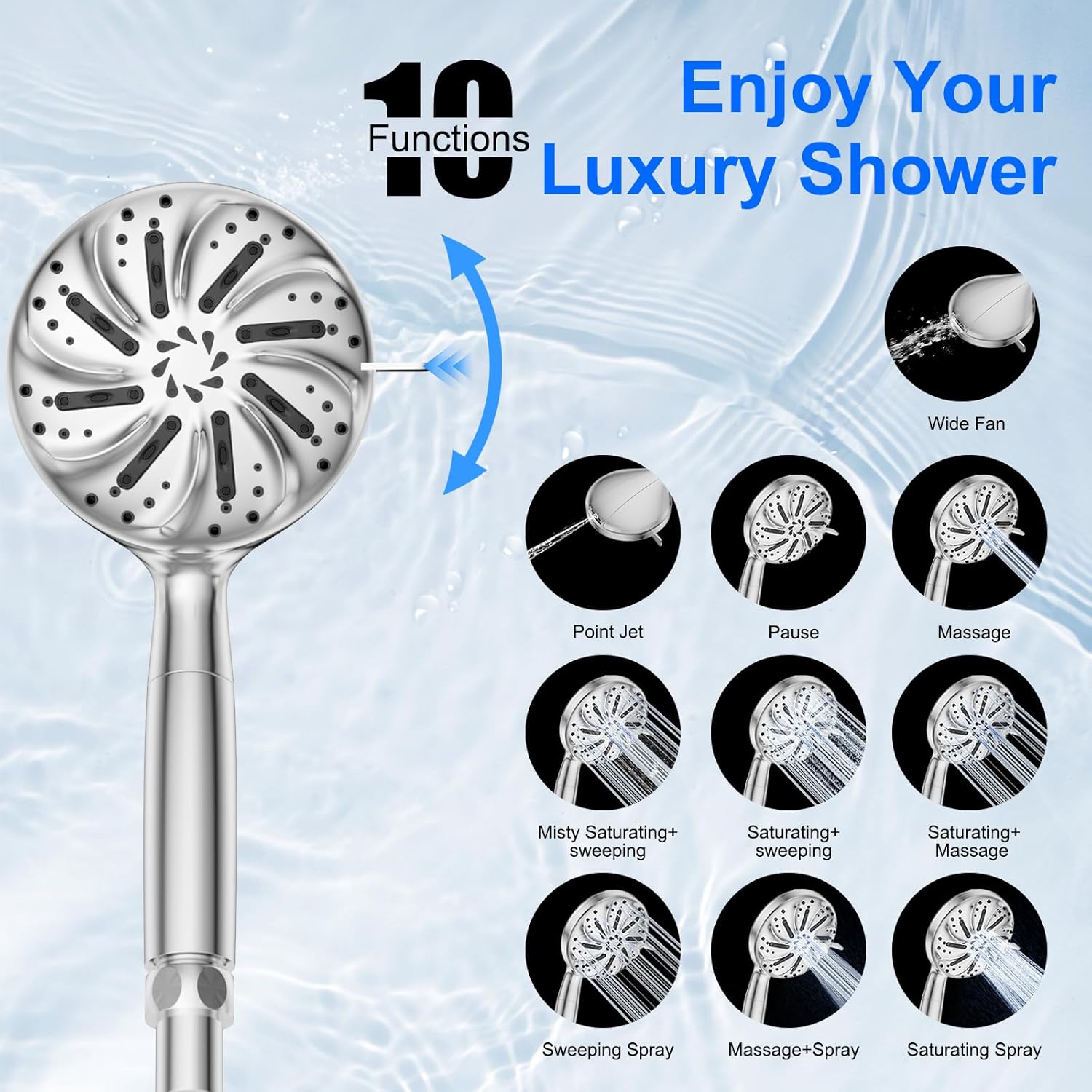 Handheld Shower Head with , 10 Spray Modes High Prure ed