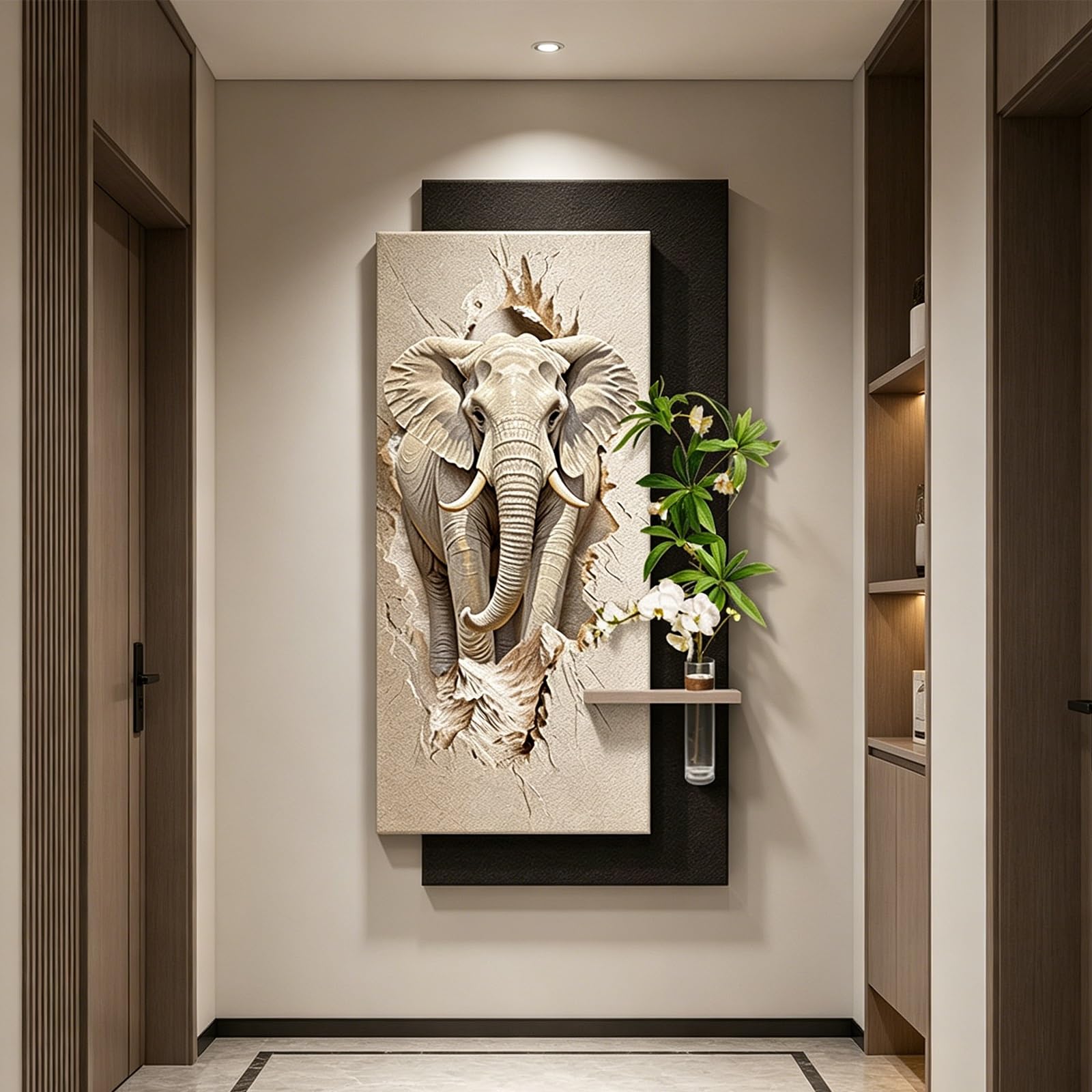 PGZMDTWI 3D Sandstone Wall Art, Textured Relief Decor with LED Light for Living Room Foyer(D,100 * 200CM 9.4 * 78.8IN)