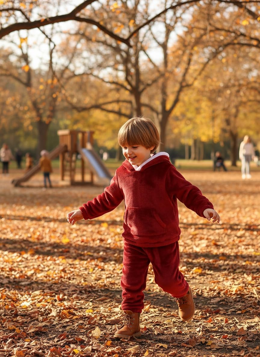 WISREMT Toddler Fleece Tracksuit Sets Girls Boys Christmas Fuzzy Sweatsuit Winter 2 Piece Outfit Warm Sweatshirt Jogger Pants