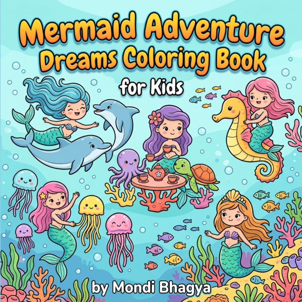 Mermaid Adventure Dreams Coloring Book for Kids: Fun and Easy Ocean Scenes with Dolphins, Turtles, and Magical Sea Friends