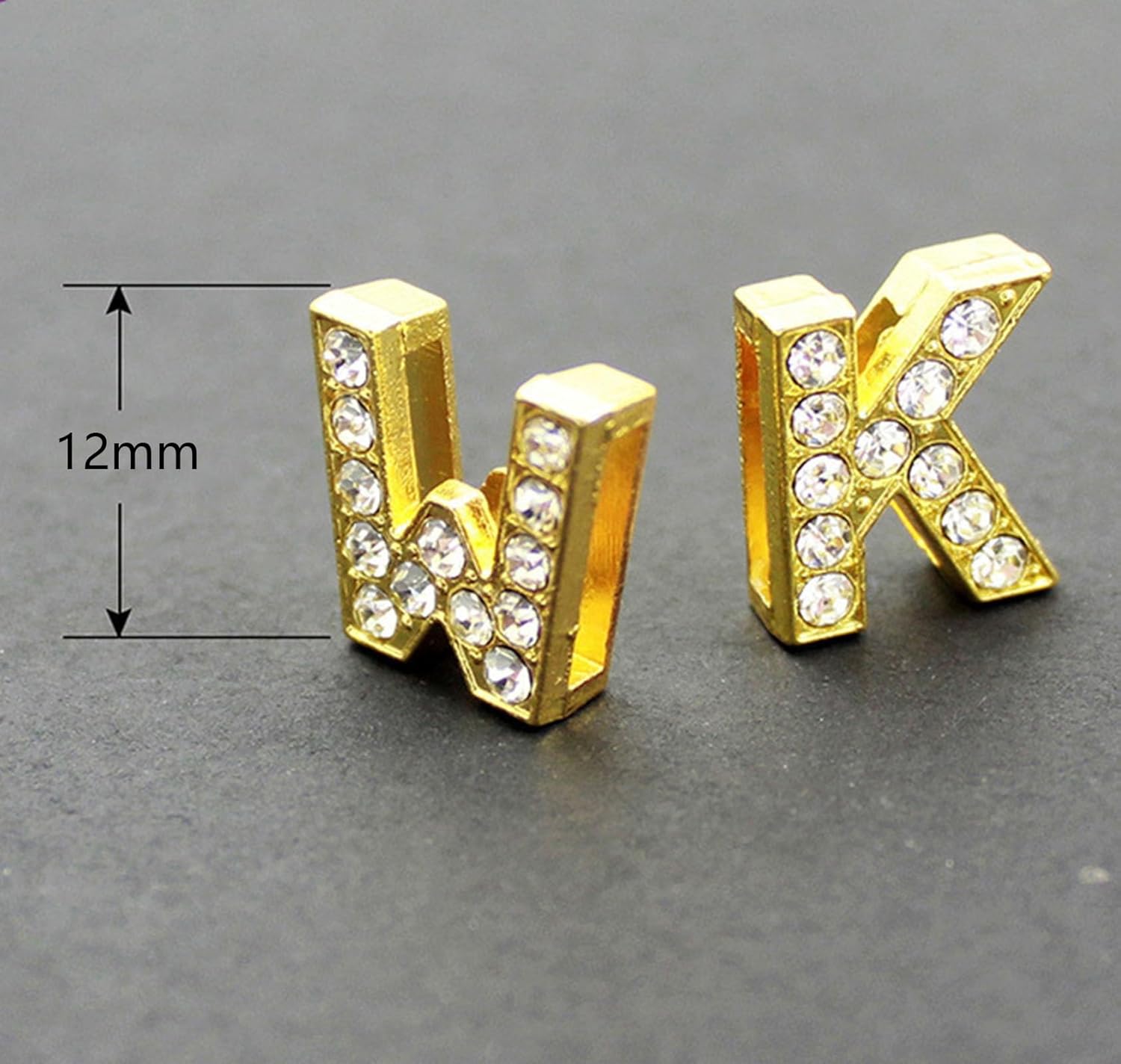 130 PCS A-Z Full Rhinestones Charms 8MM Slide Alphabet Crystal Letters for DIY Slide Wristbands Bracelets,Hair Clips,Jewelry Making Charms(130PCS Gold 8mm) - Image 3