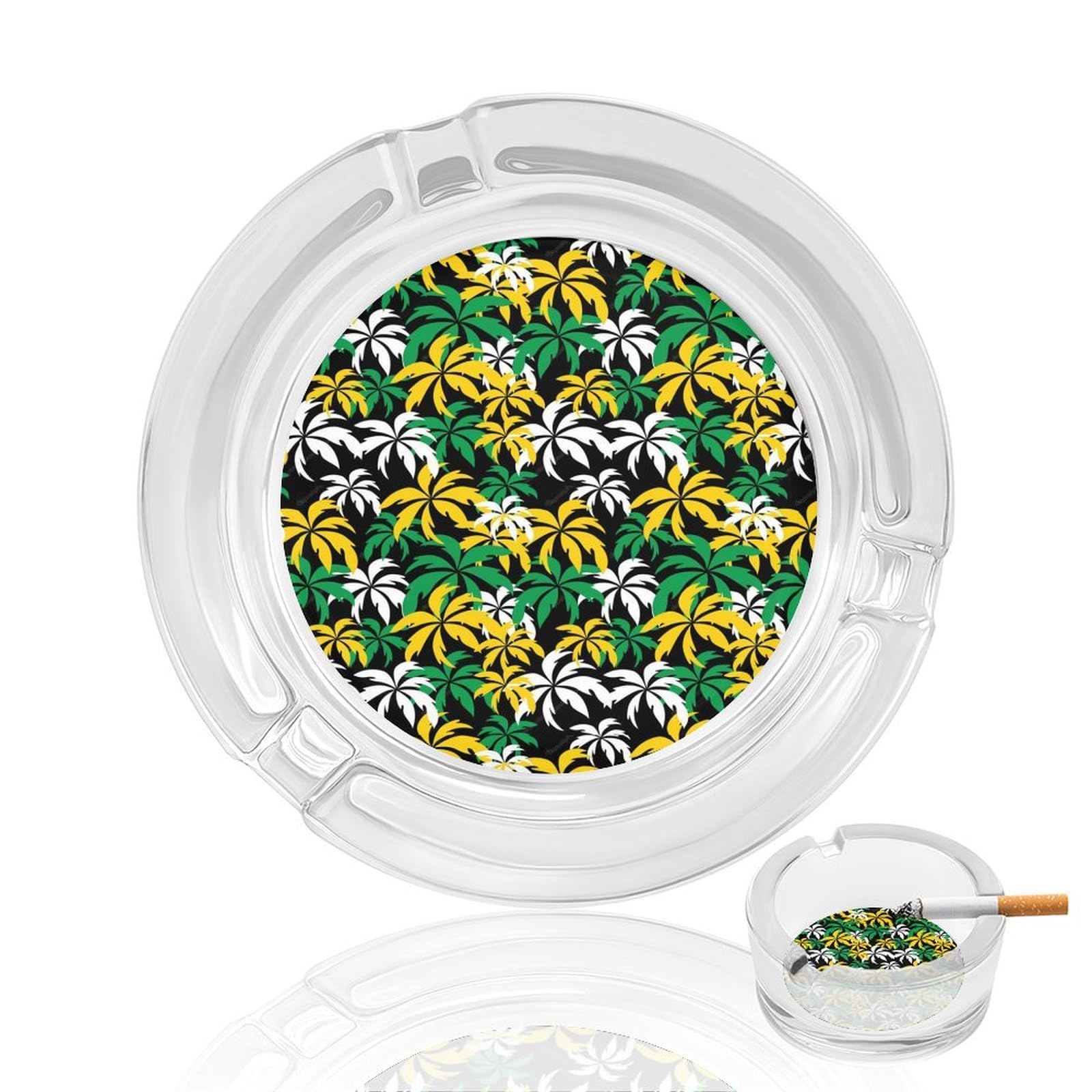 Nclqvjxzkhw Style Palm Trees In Jamaica Glass Ashtray Round Ash Tray Smoking Trays For Home Garden Outdoor
