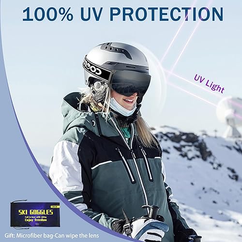 Miniatura 6 de COOLOO Gafas de nieve y esquí, gafas de snowboard para hombres, mujeres y jóvenes, OTG, lente magnética sin marco, antivaho 100% protección UV
