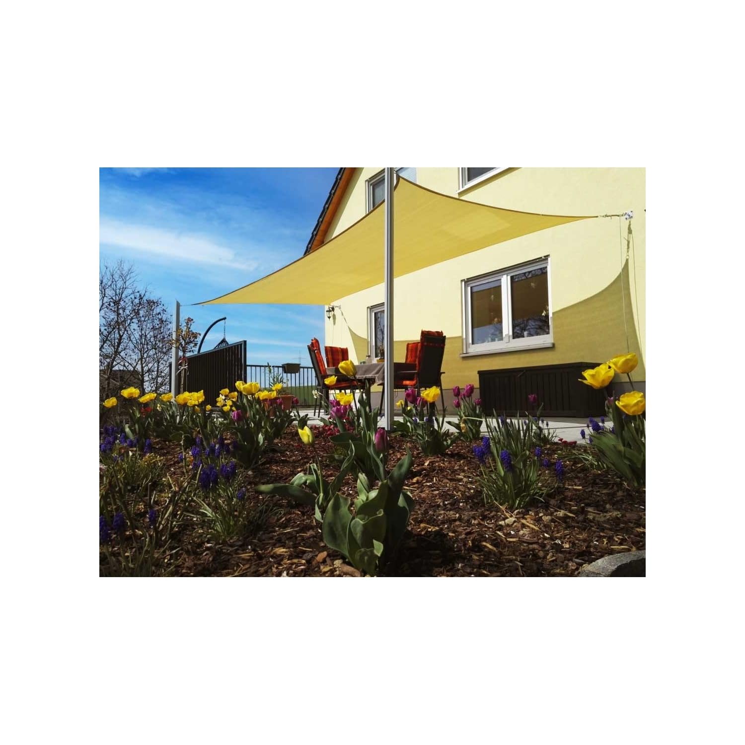 Vela Ombreggiante Quadrata in HDPE 4x4 m Cloud – Traspirante UV, Anelli Acciaio Inox, Antimuffa – Per Giardino e Terrazza