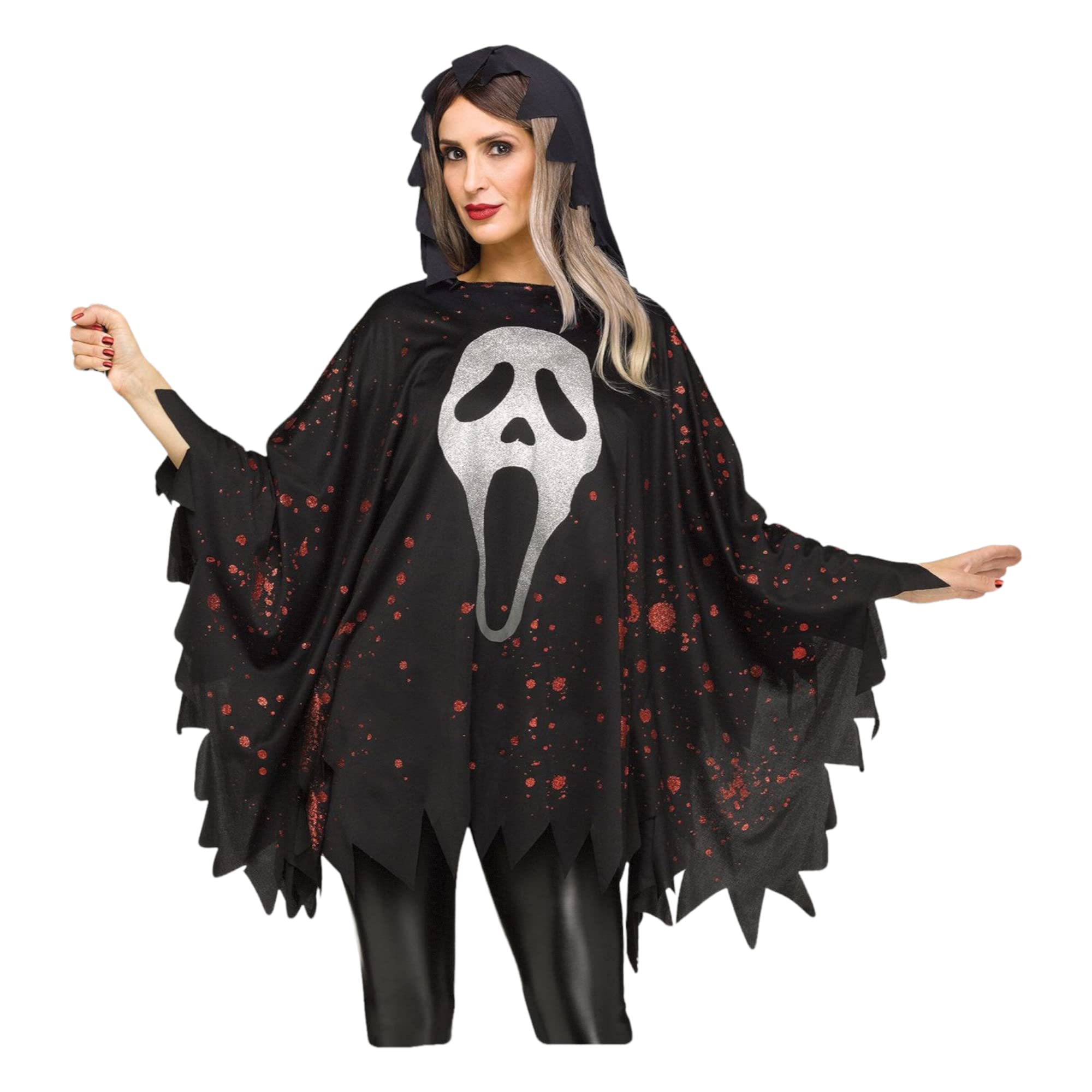 Fun World Glittering Ghost Face® Poncho - Adult