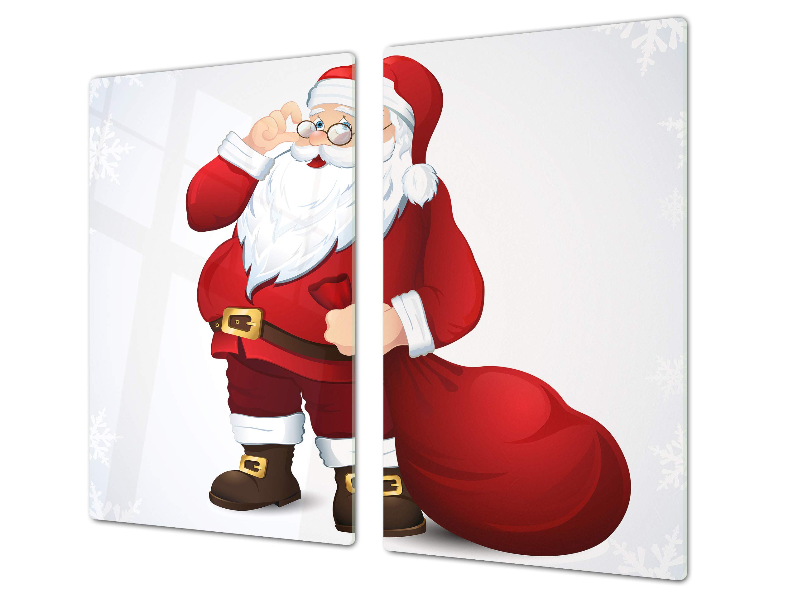 Planche de cuisine en VERRE trempé – Planche à découper en verre – Couvre-plaques de cuisson – UNE PIÈCE (60x52 cm) ou DEUX PIÈCES (30x52 cm chacune);D20 Série de Noël