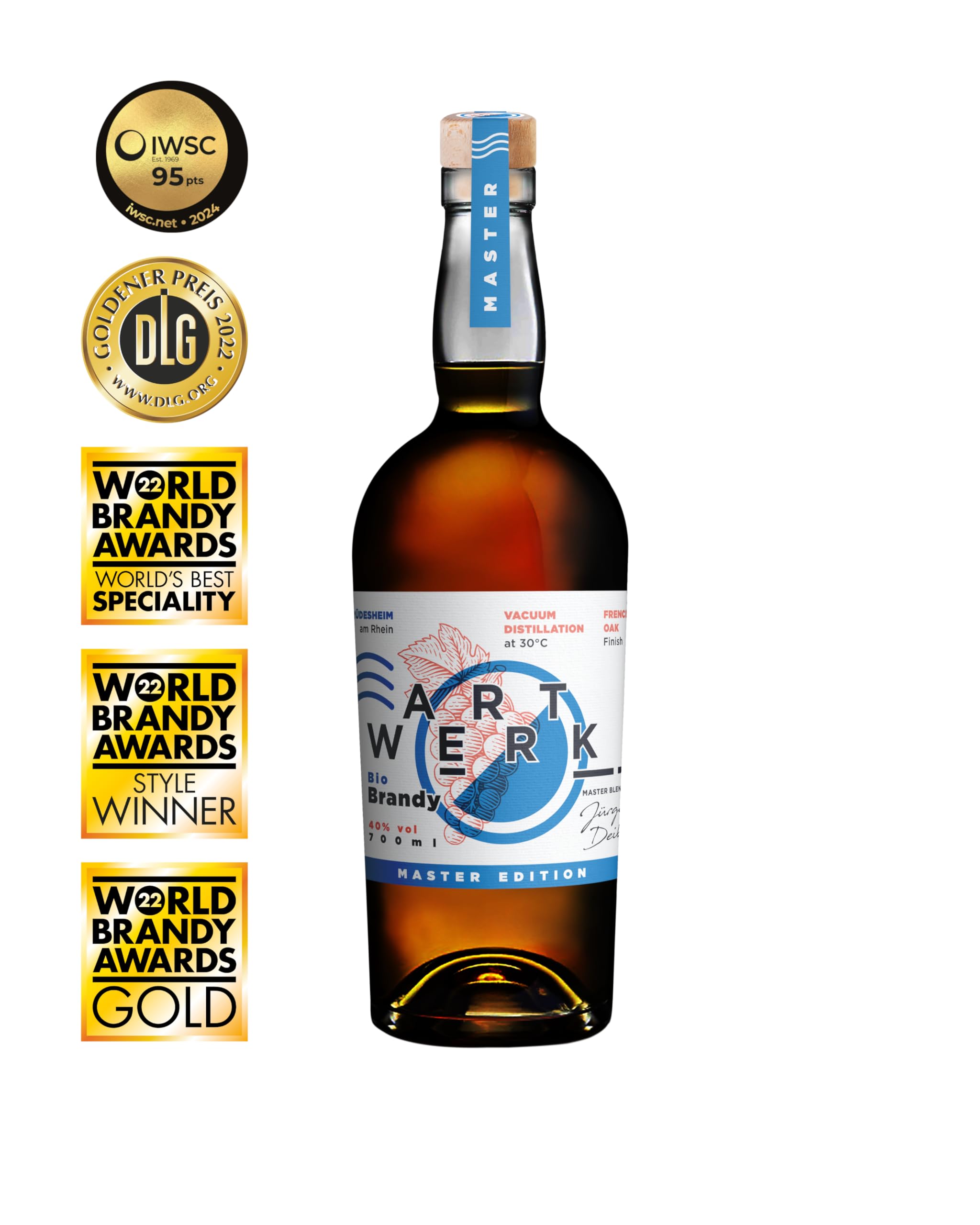 ARTWERK | Brandy | Master Edition | Reifung in alten Eichenholzfässern | Beste Bio-Traubenqualität | Category Gewinner & Gold World Brandy Awards 2022 | Gold IWSC 2024 | 40% vol. | 700ml