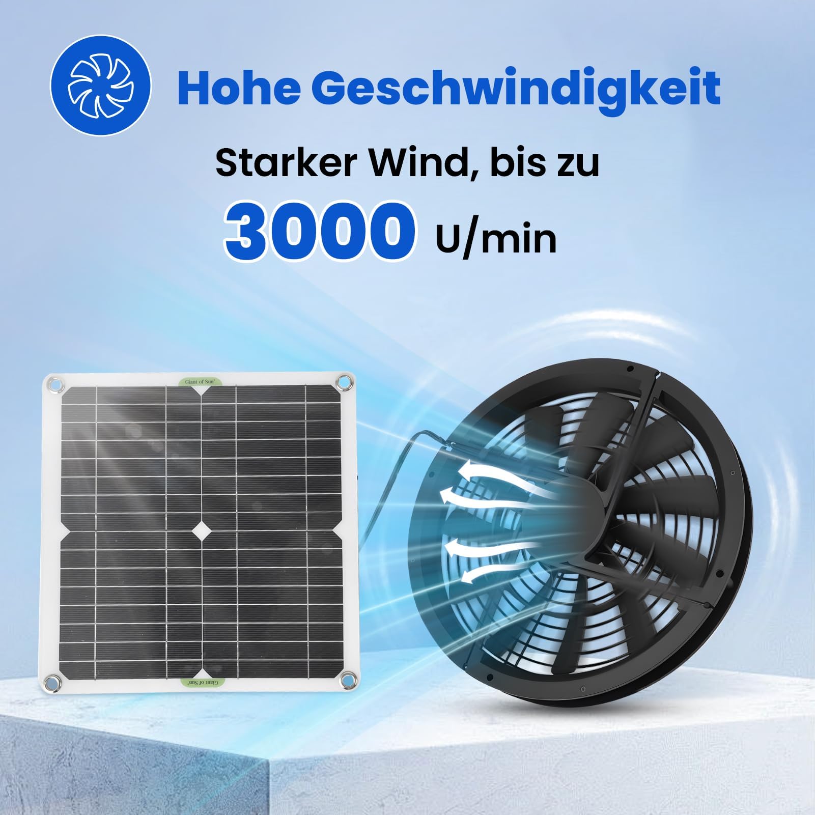 Ejoyous Ventilateur Solaire 100 W, Panneau Solaire étanche pour Serres Maisons