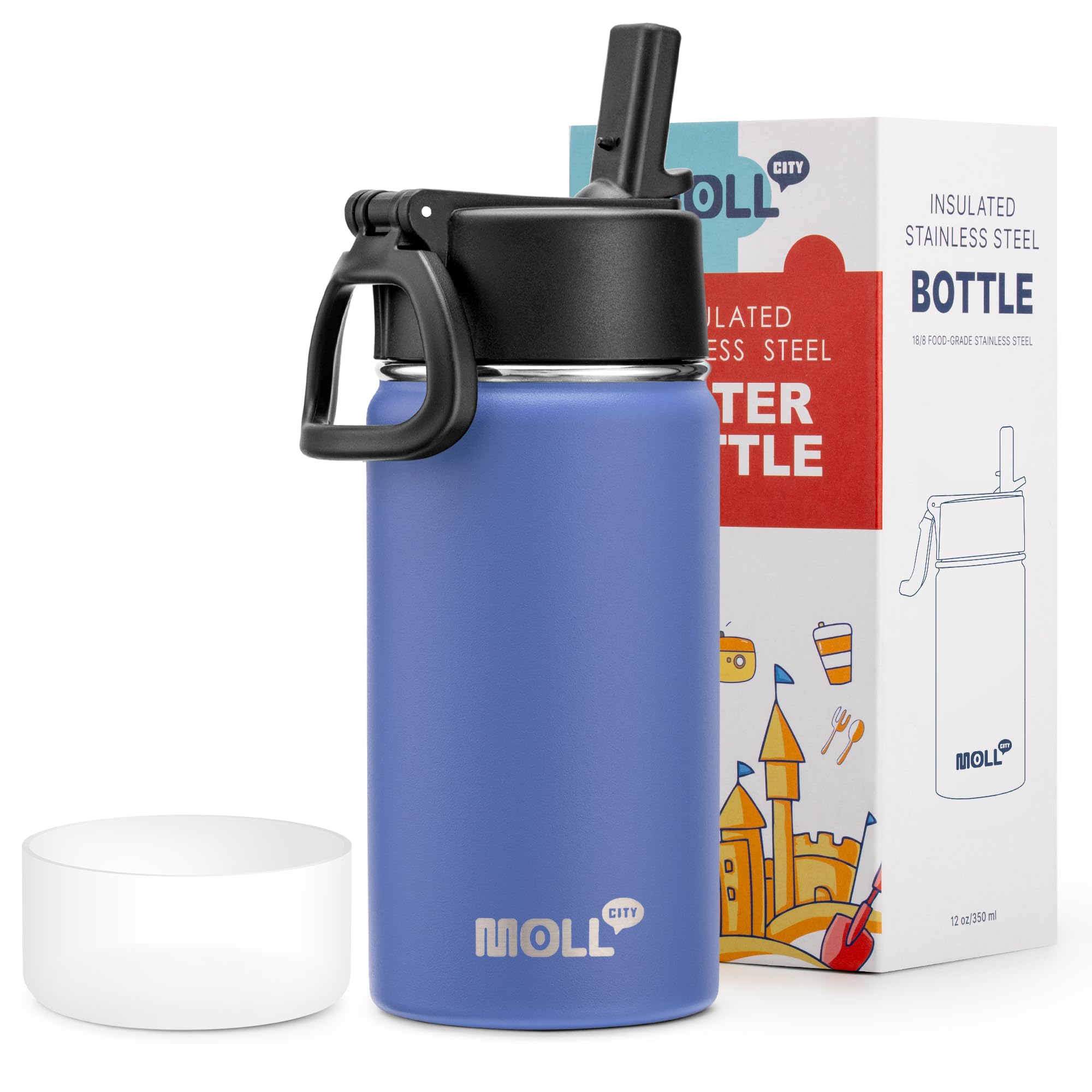 Mollcity 12 oz Straw Lid Bottle