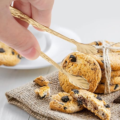 Miniatura 4 de 2 mini pinzas para servir, pinzas de acero inoxidable rosa de 3.5 pulgadas para cubo de azúcar, hielo dorado pequeño para fiesta de té y café,