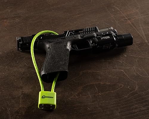 Miniatura 3 de Lockdown Candado de pistola de cable de 15 pulgadas con diseño aprobado por el Departamento de Justicia de California y candado con llave para