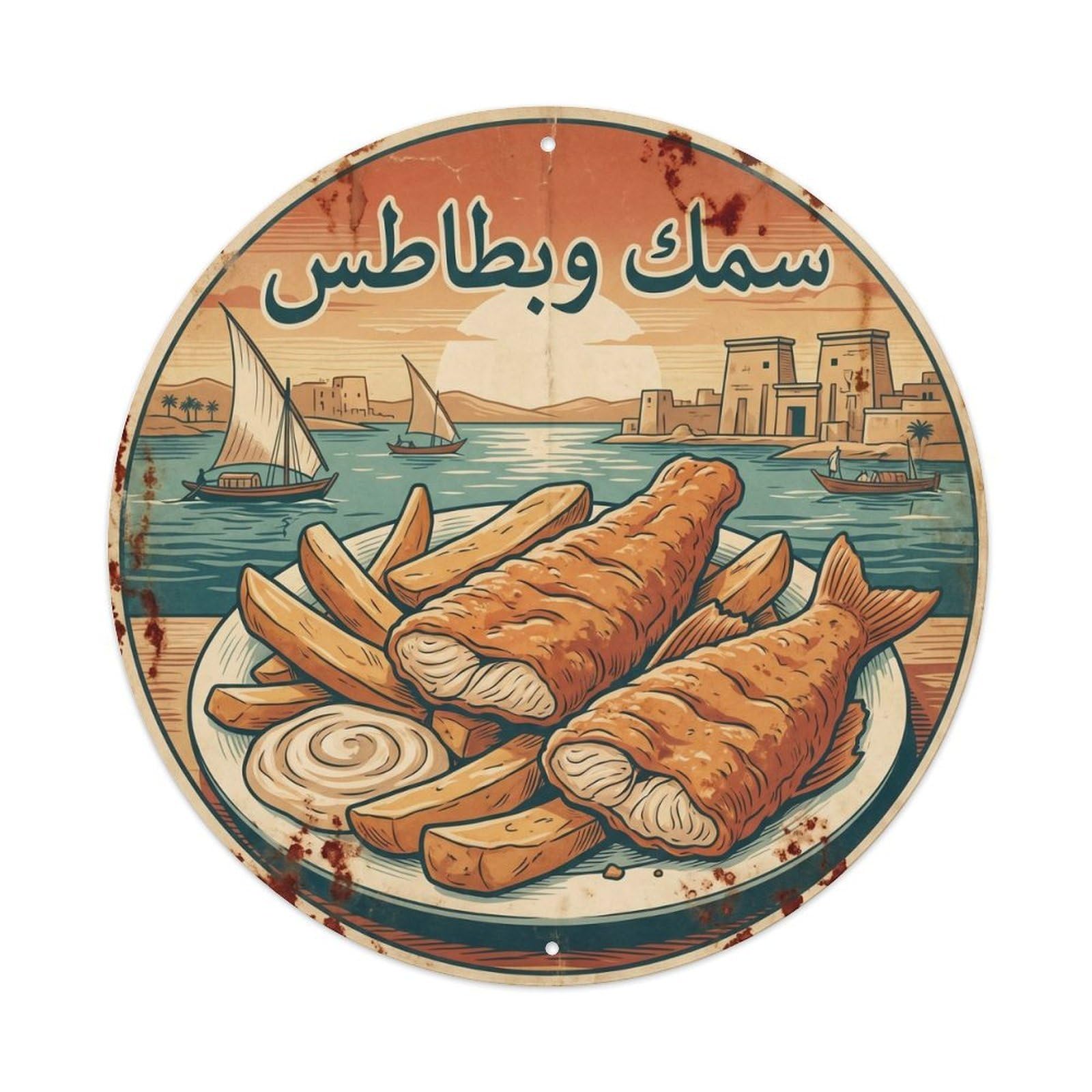 Regional Chippy Street Food Snack Culture Woodblock Metal Tin Sign