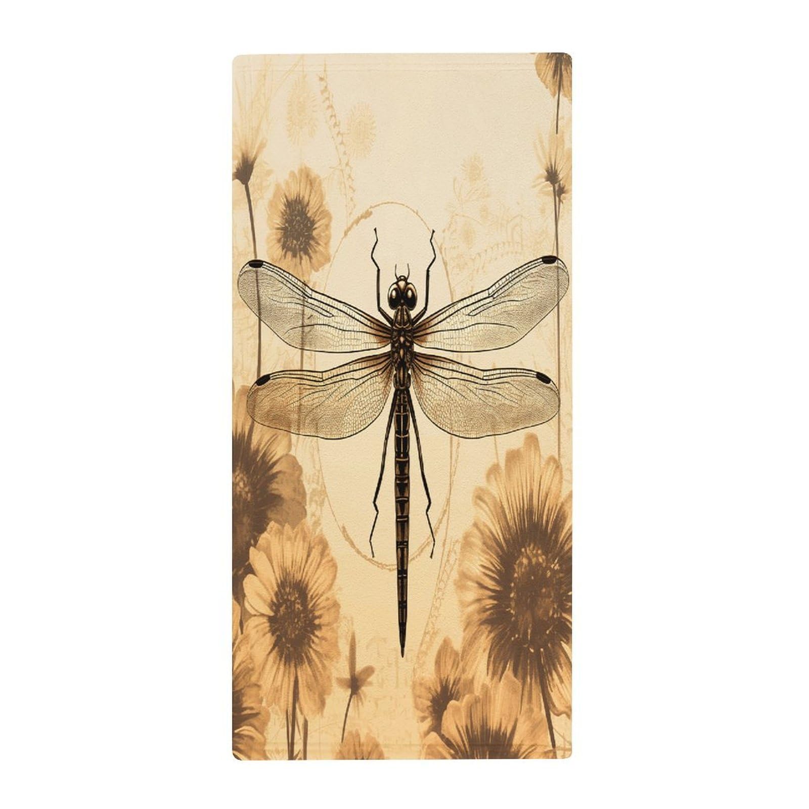 FekiLoot Dragonfly on Sunflower Bath Towel Super Soft Highly Absorbent Bath Towel Fashion Quick Drying Bathroom Towel Soft Large Fingertip Towels for Bathroom Gym Travel Camp Pool