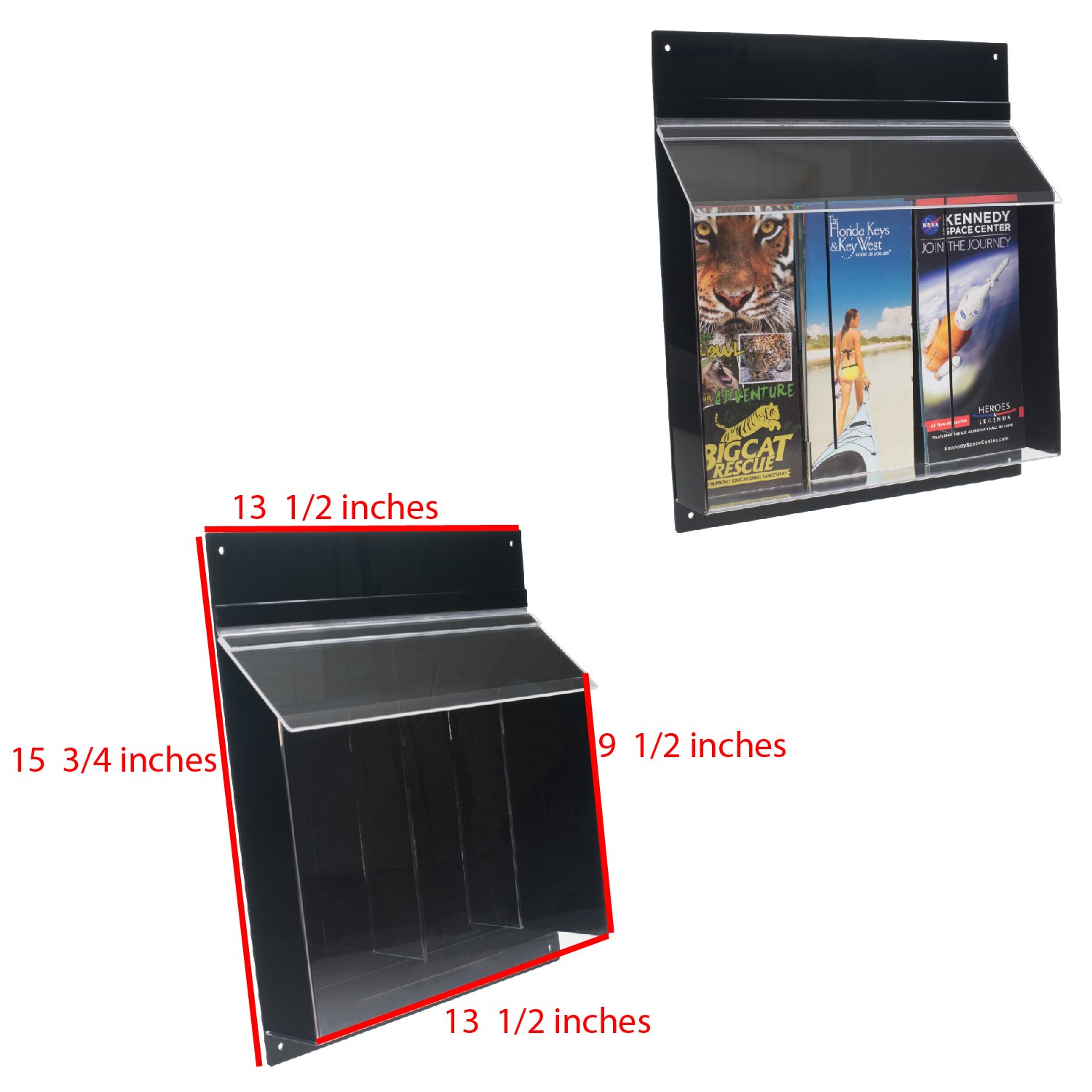 Source One Soporte para folletos trípticos, uso en exteriores, color negro, acrílico, varios tamaños disponibles