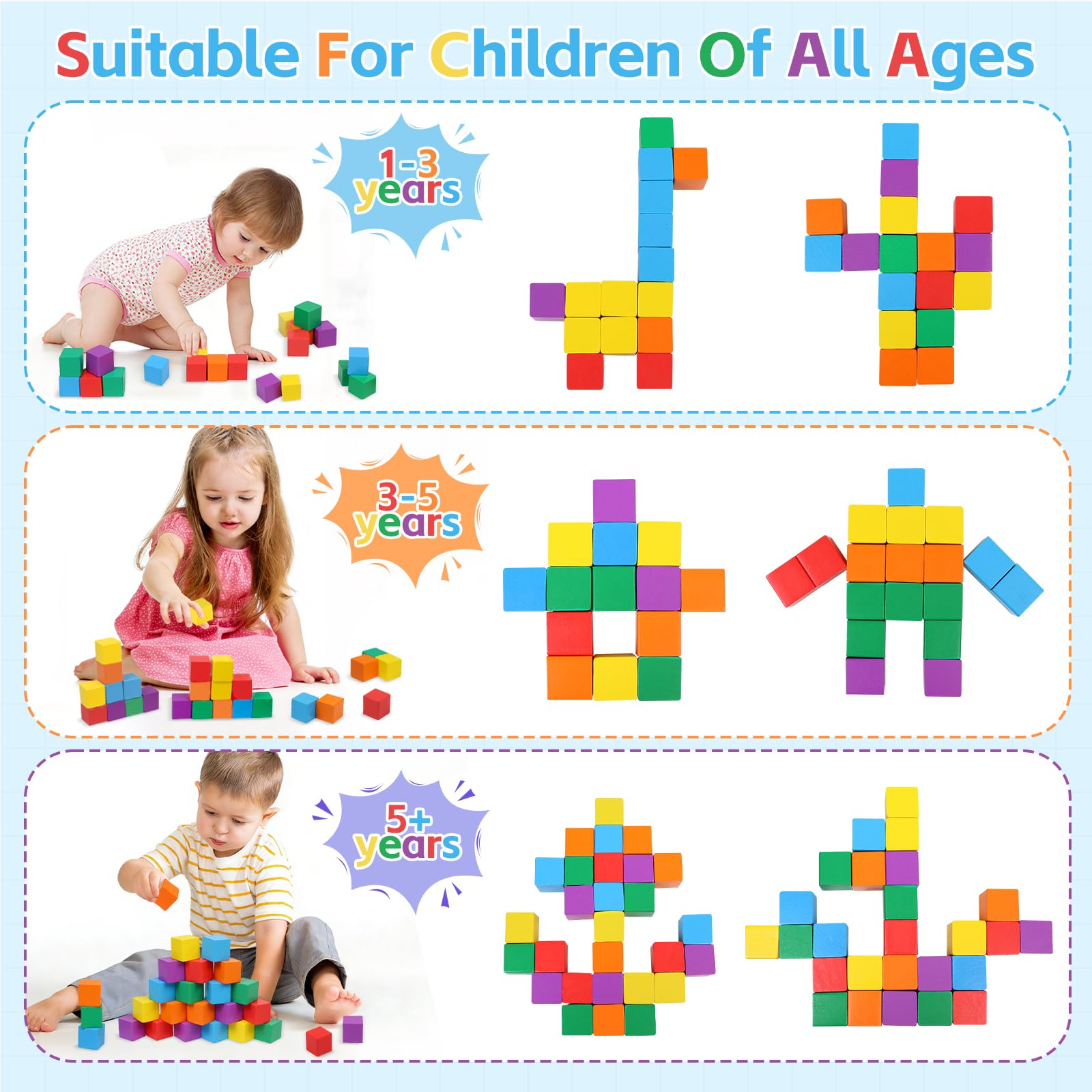 wotoyd Preschool Learning Toys, Wooden Number Blocks Math Games for 1 2 3 Year Olds - Image 4