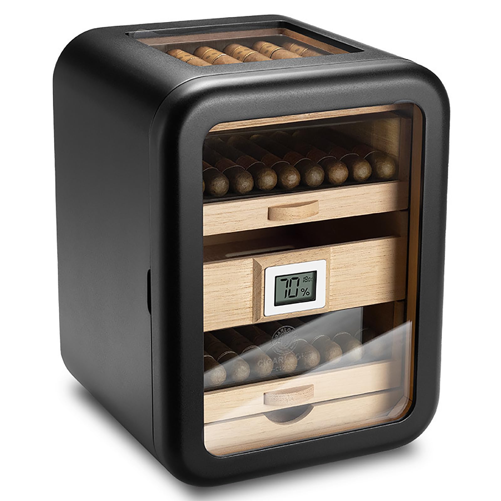 Zigarren Humidor Schrank, Elektronischer Humidor mit Hygrometer, 110 Zigarren Kapazität, 360° Luftzirkulation, ideal für Zuhause, Bar, Party