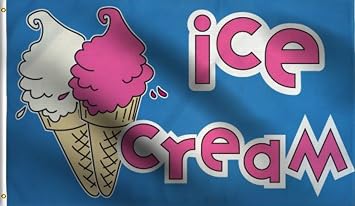 DMSE Ice Cream Food Snack Concession Sign Flag 3X5 Ft Foot 100% Polyester 100D Flag UV Resistant 3X5 Ft Foot