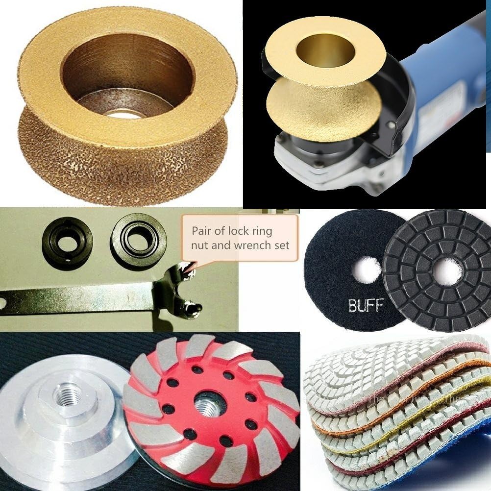 1-1/4" Diamond Full Bullnose Router Bit Profiling wheel 4" Polishing Pad aluminum backer grinding cup glass mosaic edge stone marble granite travertine concrete quartz countertop grinder polisher