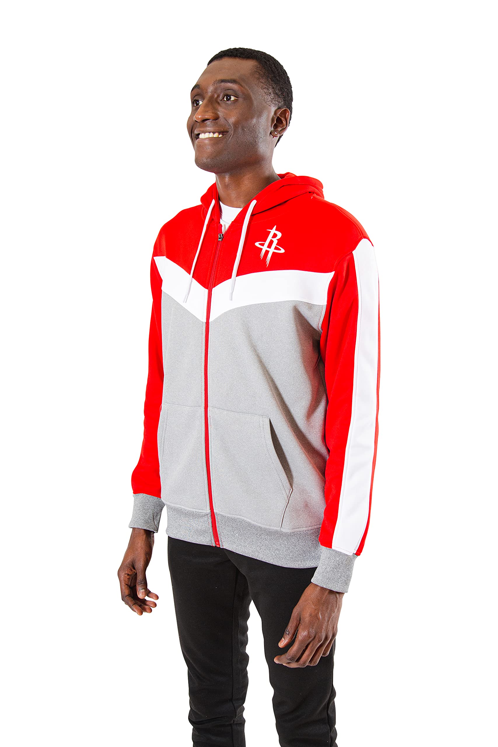 ultra game NBA-Felpa da Uomo con Cappuccio e Zip Intera a Contrasto