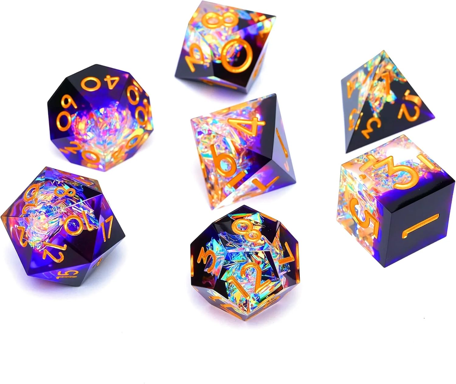 Resin dice Set, Dungeons and Dragons polyhedral DND dice Set, Suitable for Role-Playing Game RPG Explorer Magic: The Gathering Pioneer Game DND dice Set (7 Pieces)