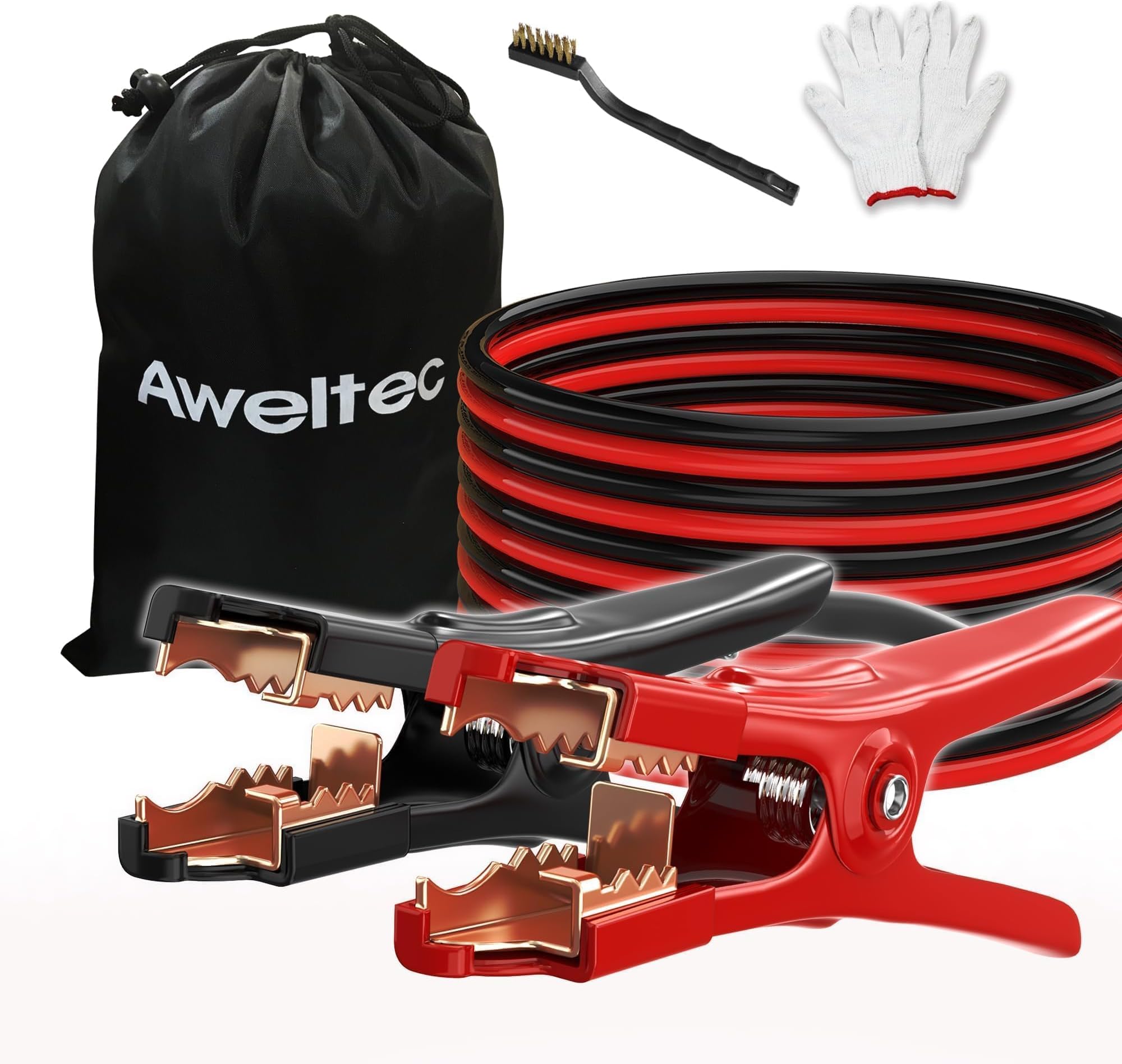 Jumper Cables,Heavy Duty 4 Gauge 20 Feet Battery Cable for Car, Booster Battery Wires with Alligator Clips,Carrying Bag,Safety Gloves and Iron Brush for Cars Truck