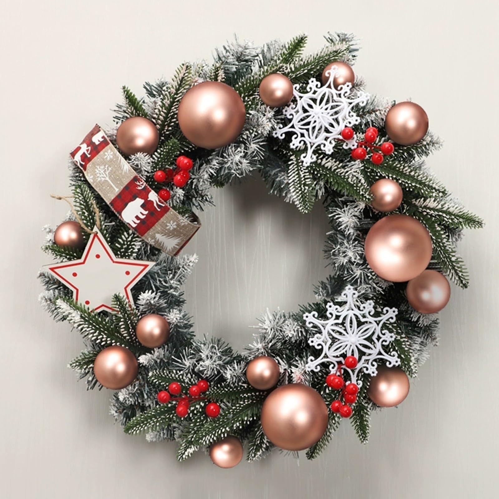 OPFdfhDFH Christmas wreaths, Holiday Garland, Artificial Pine with Berries, Ball, Garlands for Decoration for Front Porch, Window, Engagement Party Decorations(Pink)