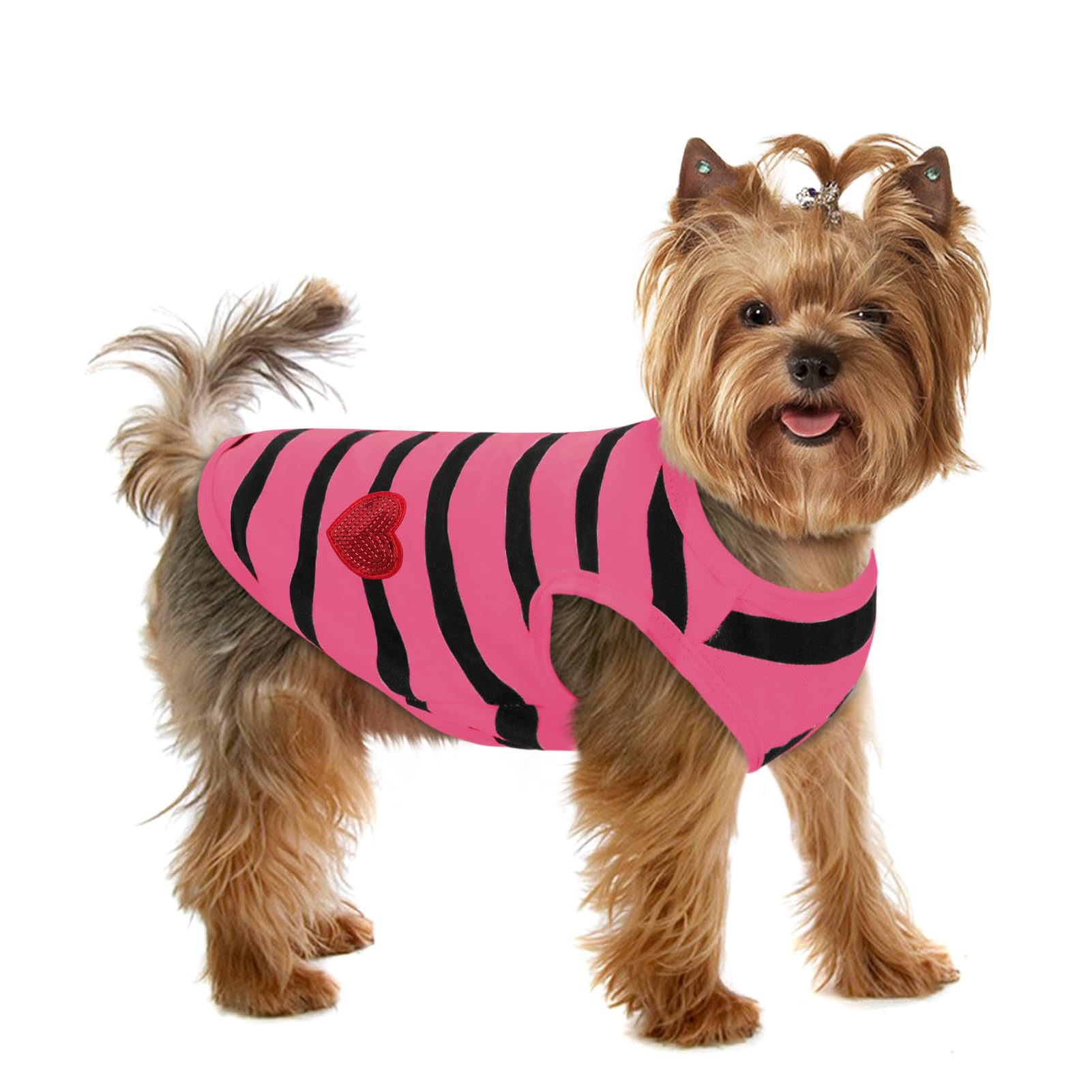 Preferhouse Dog Striped T-Shirts for Small Dogs Cats, Dog Vest Pet Apparel Tee Shirts Spring Summer Suitable for Small and Medium Large Pets French