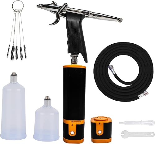 NO-NAME Kit de aerógrafo portátil recargable de marca - Boquilla inalámbrica de alta precisión de 0.012 in, indicador de batería LED, carga rápida