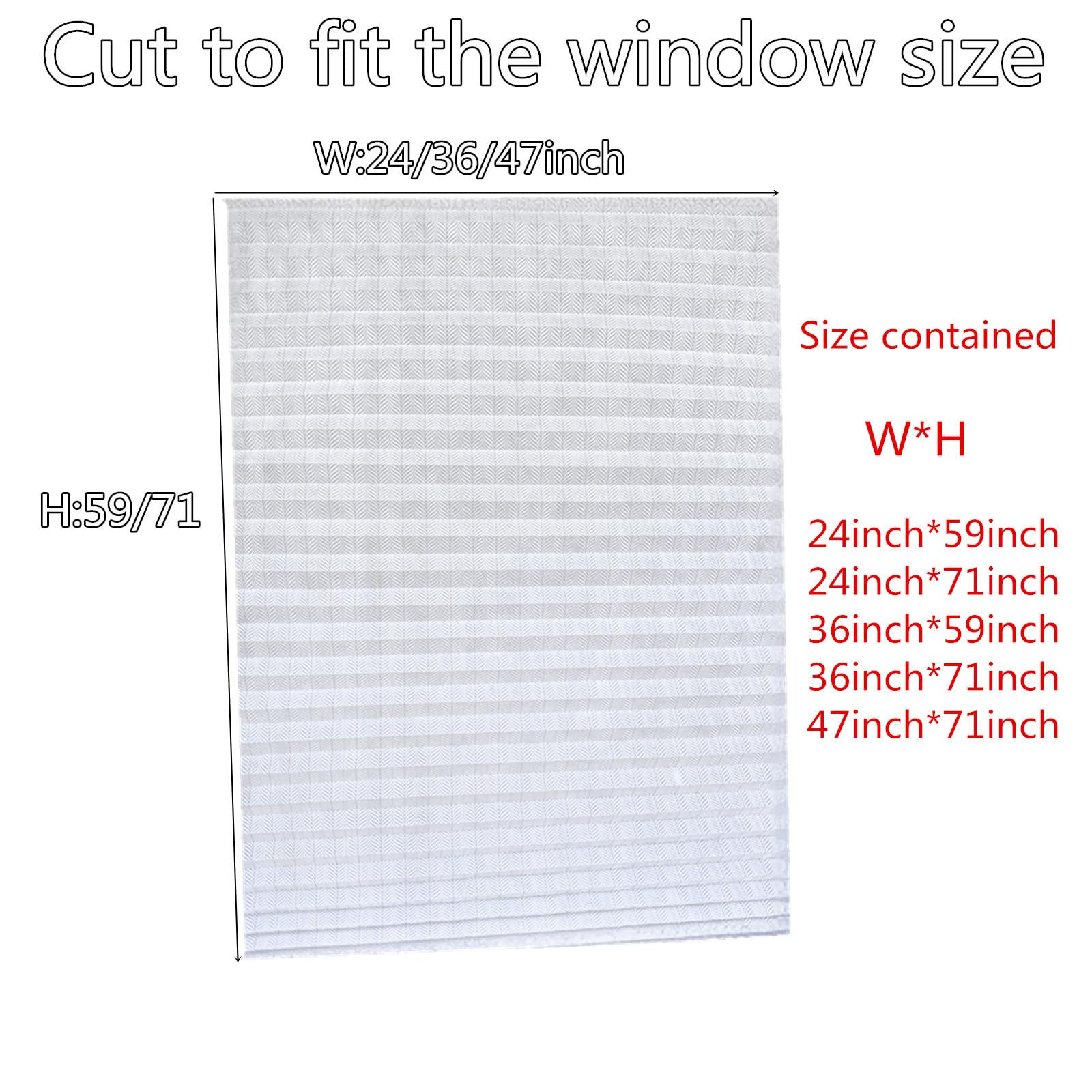 5 Size Self-Adhesive Pleated Blinds Bathroom Balcony Shades Half Blackout Windows Curtains for Bedroom Living Room Balcony (White, 90x180cm (35x70inch))