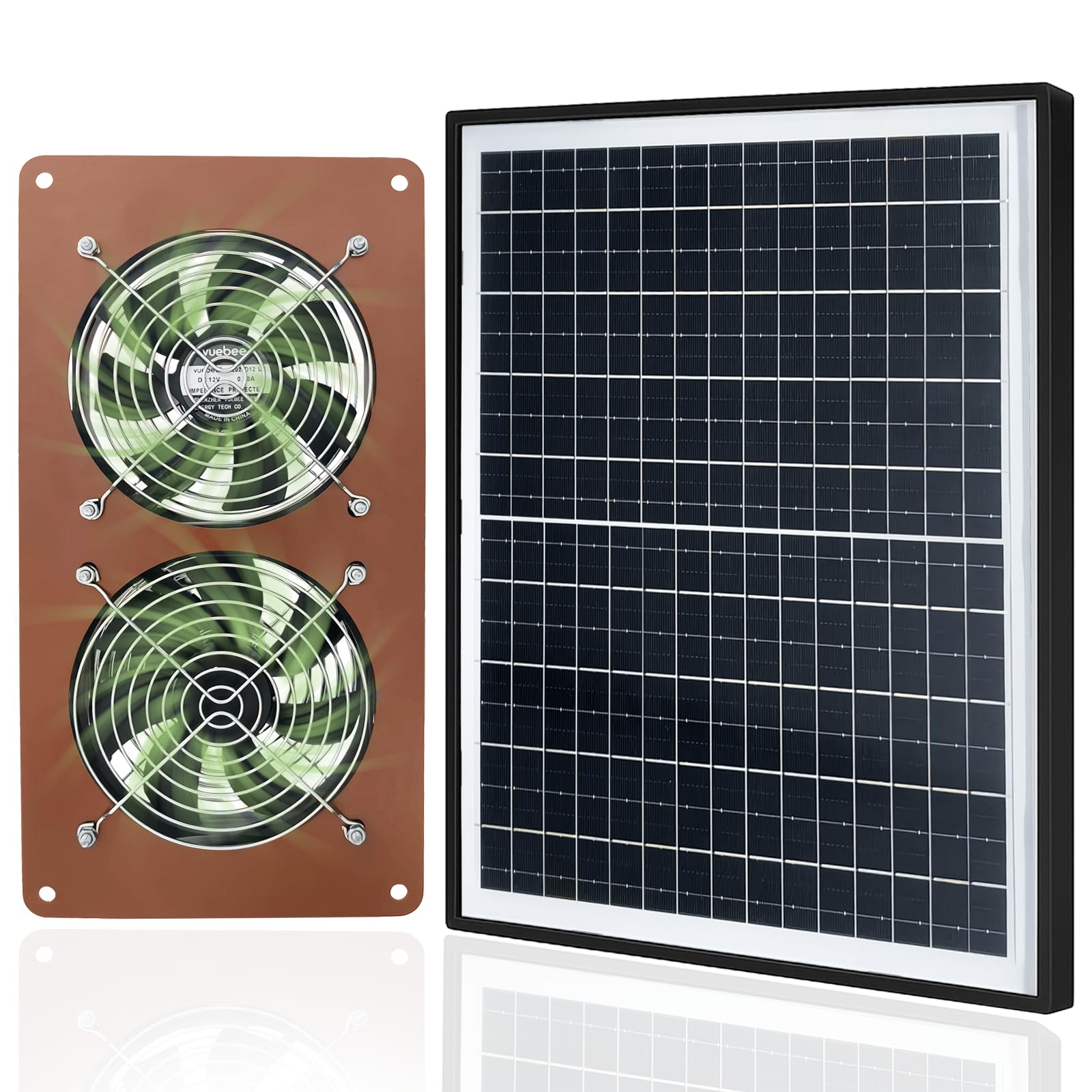 Double ventilateur solaire 20W à 3500 tr/min admission et échappement avec support 360°