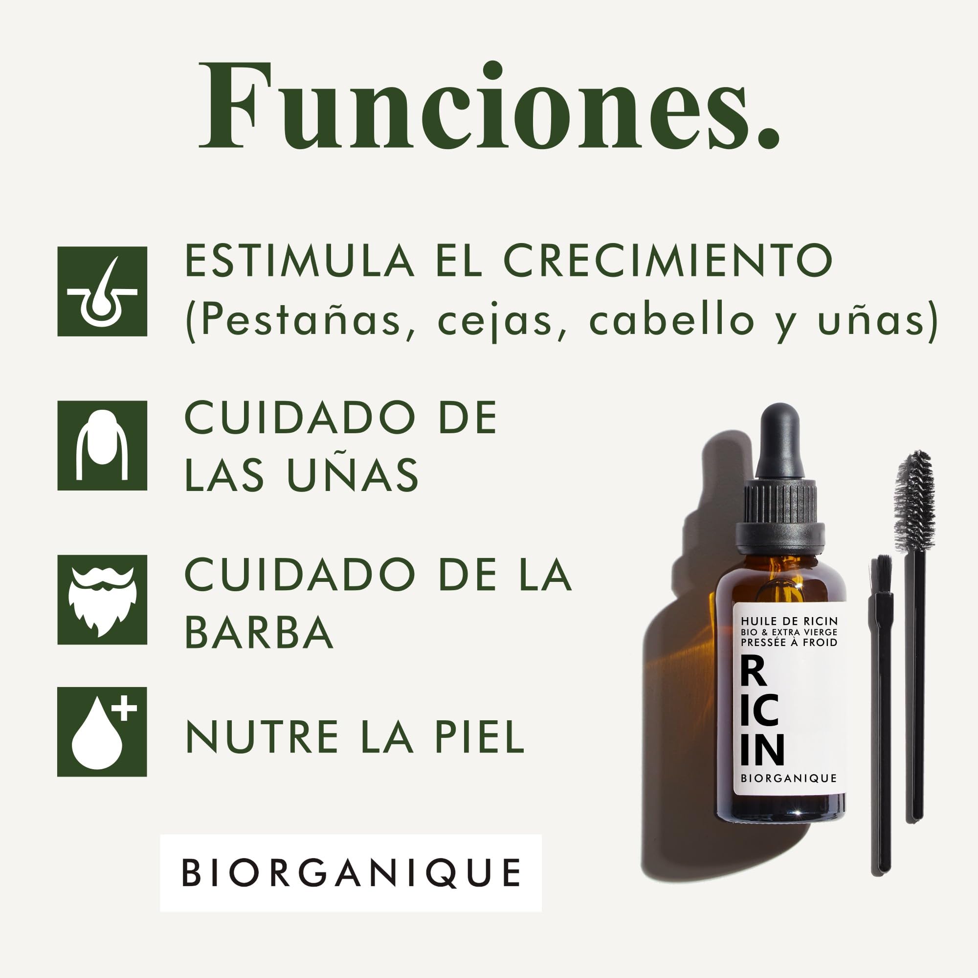 Aceite de Ricino BIO 100% Puro Prensado en Frío 100 ml Vegano Botella de Vidrio