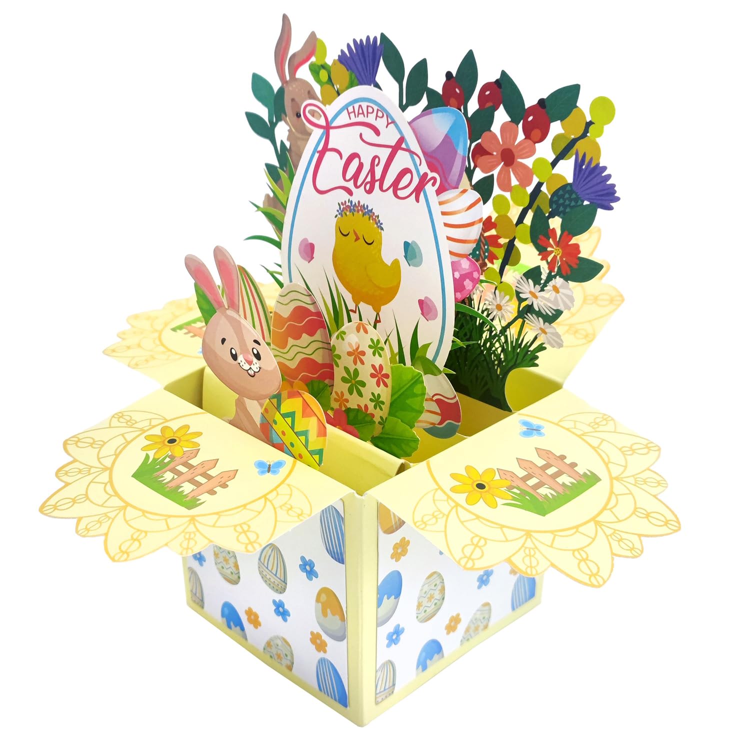YEZIDE 3D Pop Up Easter Greeting Card with Note Card and Envelope Easter Greeting for Kids Family Friends - Image 3