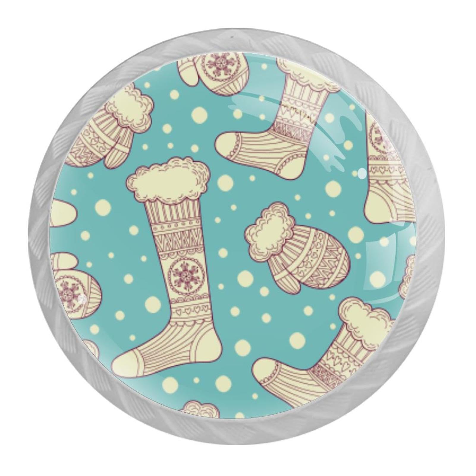 Tqmspg Multi02 4 Pieces Drawer Pulls Socks Pattern Door Knobs Dresser Handles For Kitchen Wardrobe Cupboard Hardware Furniture