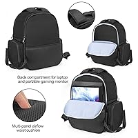 Vista 4 de CURMIO Gaming Console Backpack Compatible with PS5, PS4 and PS4 Pro, Travel Carrying Case with Pockets for Controller, Headset and Game Accessories