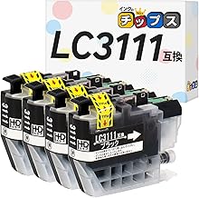 インクのチップス ブラザー用 LC3111 互換インク LC3111BK ブラック4本セット 染料 ＜発色の良いHDカラー使用＞ ＜残量検知対応ICチップ搭載＞ 対応機種:DCP-J572N / DCP-J577N / DCP-J582N / DCP-J587N / DCP-J972N / DCP-J973N / DCP-J978N-B/DCP-J978N-W/DCP-J981N など