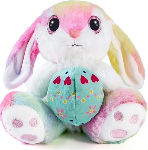 Miniatura 8 de Nleio Conejito de peluche, conejo de peluche de 12 pulgadas con orejas flexibles y cesta de sujeción, lavable a máquina y suave, juguetes de conejo