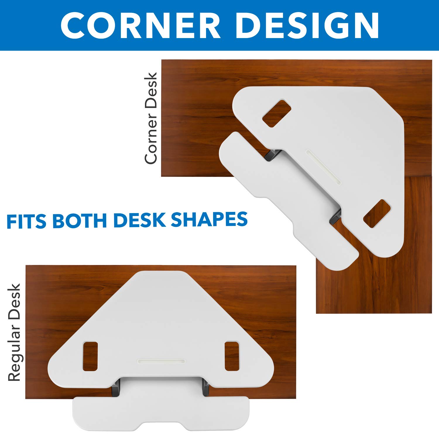 MountIt! White Corner Standing Desk Converter Height Adjustable 48