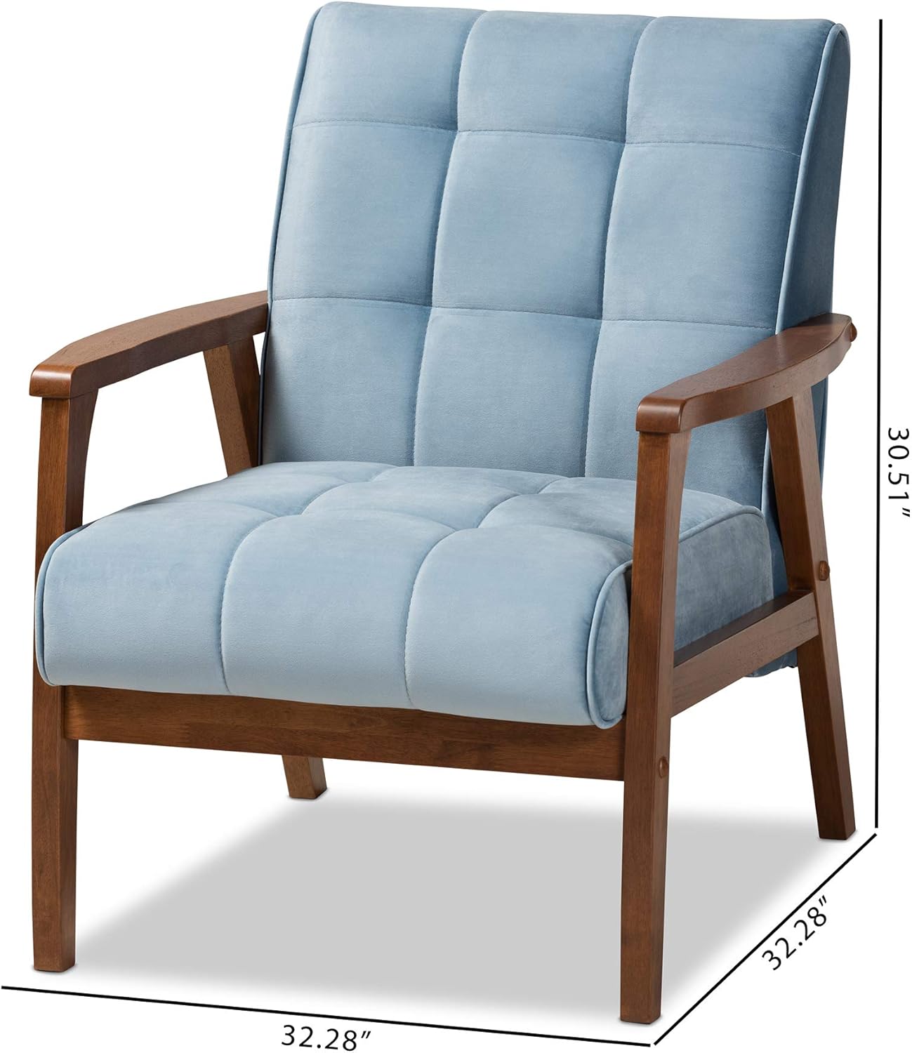 Baxton Studio Chairs, Light Blue/Walnut